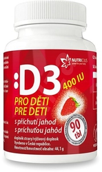 Nutricius Vitamín D3 pro děti 400IU jahoda 90 tablet
