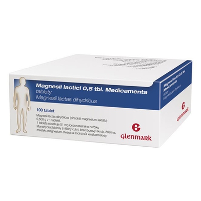 Medicamenta Magnesii lactici 0.5 tbl. 100 neobalených tablet